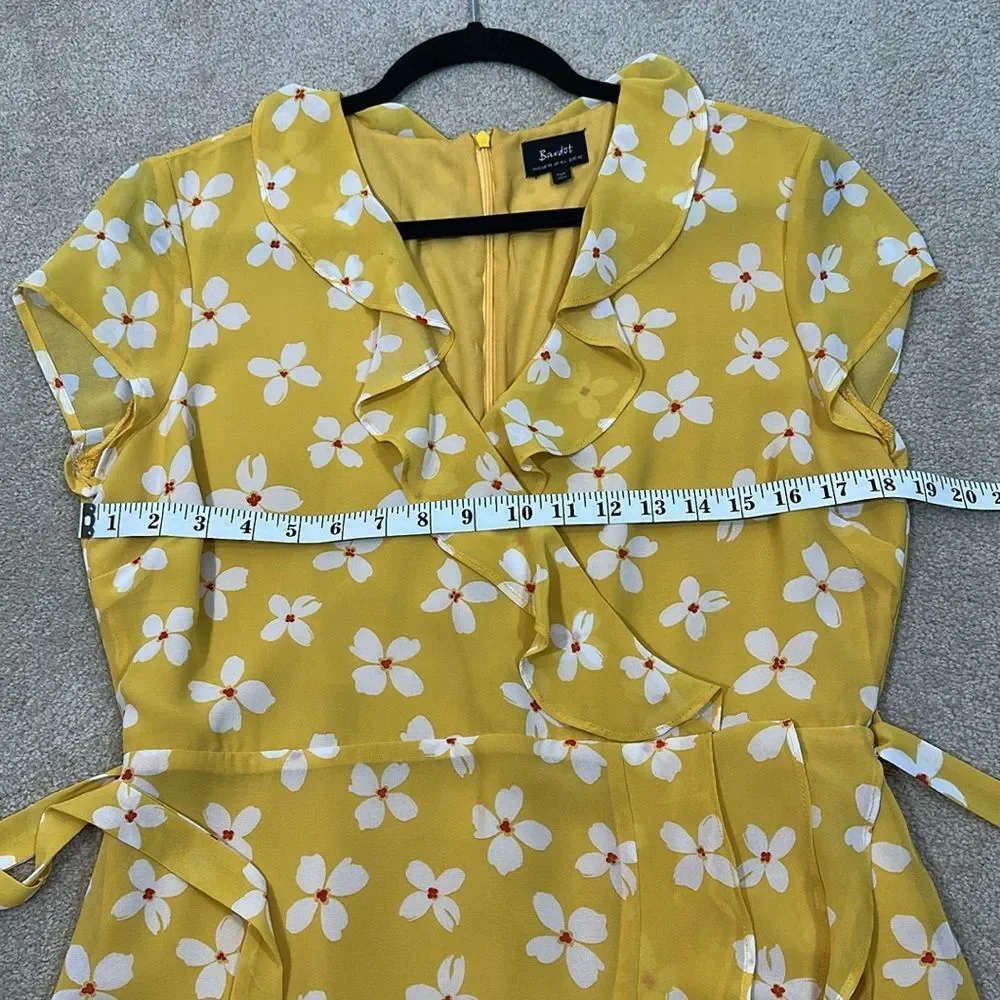 Bardot Abstract Daisy Mini Yellow Floral Ruffle Spring Tiered Dress Women 10